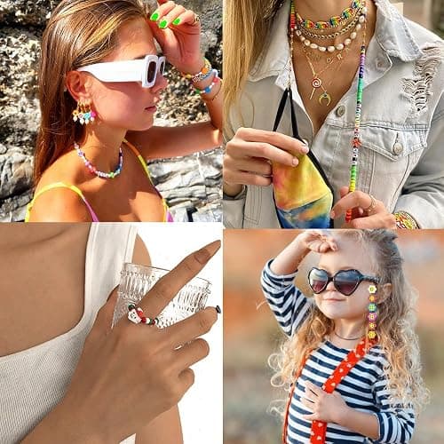 JOICEE 480PCS Fruit Flower Polymer Clay Beads, 24 Style Cute Heart Mushroom Clay Beads Charms for Jewelry Necklace Earring Making, DIY Bracelet Making Kit Accessories for Women Girls thumbnail 4