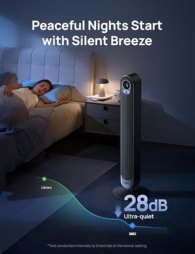 Dreo Tower Fan for Bedroom, 90° Oscillating Standing Fan, 30ft far, 28dB Quiet for Sleep, 6 Speeds, 4 Modes, 12H Timer, 42 Inch, Bladeless, Remote, for Home, Office, Room, Cruiser Pro T1 thumbnail 3