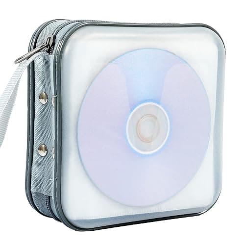 Penxina CD Case, 40 Capacity CD DVD Case Wallet Holder Portable Disc VCD Heavy Duty Binder Storage Organizer (White) - Image 1