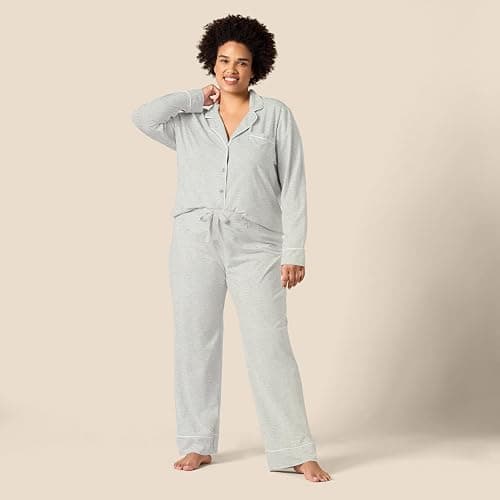 Amazon Essentials Women's Long Sleeve Cotton Modal Pajama Set, Loungewear with Full-Length Bottom thumbnail 7