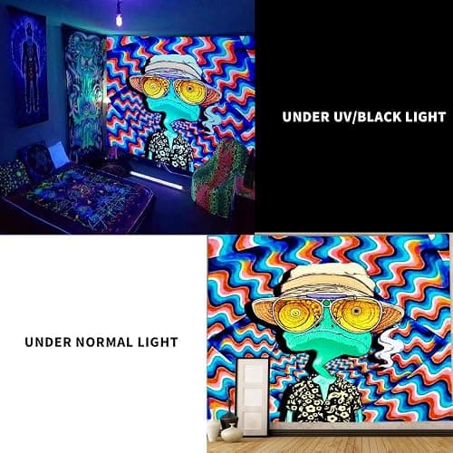 ADDWel Blacklight Frog Tapestry, Hippie Alien Tapestry Glow In The Dark, UV Reactive Black Light Upright Posters Wall Hanging for Bedroom Dorm Living Room Backdrop Decor thumbnail 2