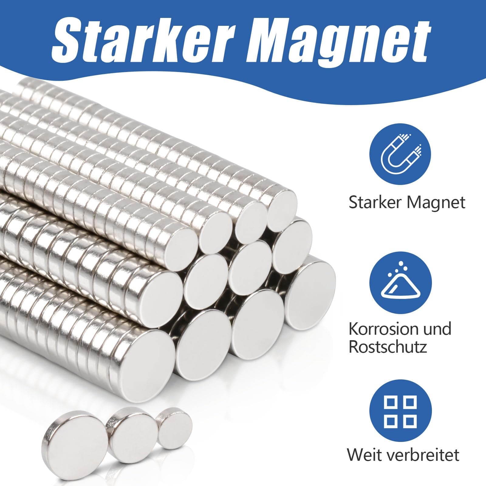 330 Pieces Magnets Strong 3 Sizes, 100 5 x 1 mm 110 4 x 1.5 mm 120 3 x 1 mm Neodymium Magnets Extra Strong Magnets Strong Large Round Strong Magnets for Refrigerators Whiteboard thumbnail 5