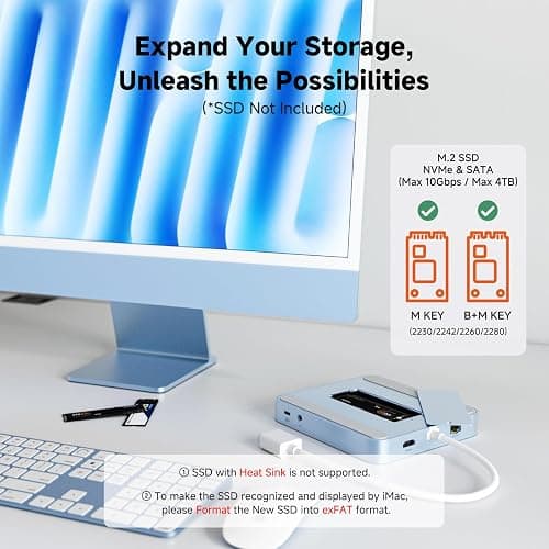 Minisopuru iExpandMate DS802PRO iMac Accessories with 4K@60Hz HDMI, USB C Charging, 2.5GbE, 4TB M.2 SSD Enclosure, USB C Hub for iMac 24 inch M1/M3/M4, iMac Hub with 4 x USB, SD/TF, Audio | Blue thumbnail 5