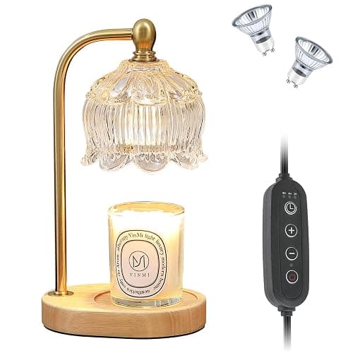 MEIXISUE Candle Warmer Lamp with Timer Dimmable,Antique Brass Candle Lamp,Wax Melt Warmer Light for Jar Candles,Mother's Day/Birthday/Christmas Gifts for Mom/Wife,Home Decor Lamp,with 2 Bulbs thumbnail 9