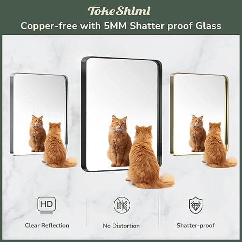 TokeShimi 20 x 30 Inch Gold Bathroom Wall Mirror Vanity Metal Frame Round Corner Rectangular for Home Decor Living Room Entryway (Horizontal/Vertical) - 30"L x 20"W - Rectangle - Brushed Gold thumbnail 6