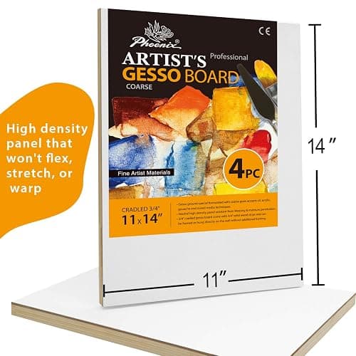 PHOENIX Gesso Boards for Painting - 11x14 Inch / 4 Pack - Coarse Surface 3/4 Inch Cradled Wood Panels for Oil & Acrylic Paints, Crafts & Pouring Art thumbnail 5