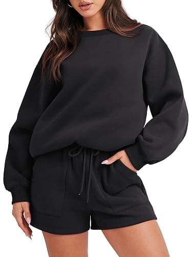 ANRABESS Women 2 Piece Outfits Sweat Shorts Sets 2025 Oversized Casual Lounge Matching Set Sweatsuit Tracksuit Fall Clothes - Image 1