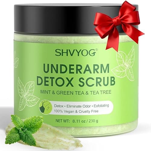 Underarm Detox Scrub, Armpit Detox Green Tea, Mint and Tea Tree Body Deodorant, Natural Dark Armpit Remover for Odors Eliminating and Exfoliating, also for Whole Body & Sensitive Skin, Unisex 8.11 Oz - Image 1