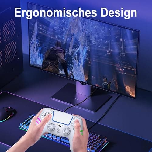 AriKroii Manette sans fil pour PS5/PS5 Slim/PS5 Pro, compatible PS5/Steam/PC avec tir continu turbo/fonction macro/fonction gyroscopique à double vibration/fonction gyroscopique à 6 axes (blanc) thumbnail 7