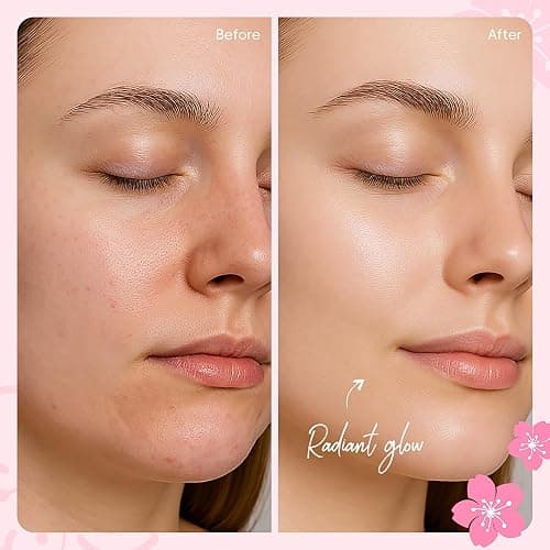 9PC Sakura Skin Care Set for Teen Girls, Japanese Skincare Gift Kit | Sakura skin care gift kit with cleanser, serum, cream, sunscreen, brush, headband, hair tie, card & bag for teen pamper thumbnail 6