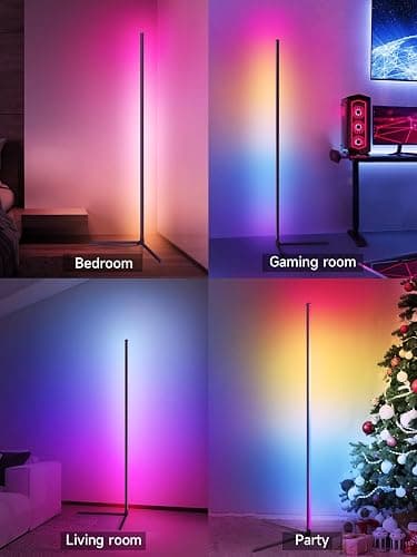 Tyute Corner Floor Lamp, RGB LED Corner Lamp with Music Sync, Smart App and Remote Control Color Changing Ambience Light, LED Lamp with 16 Million Colors for Bedroom, Living Room Gaming Room thumbnail 6
