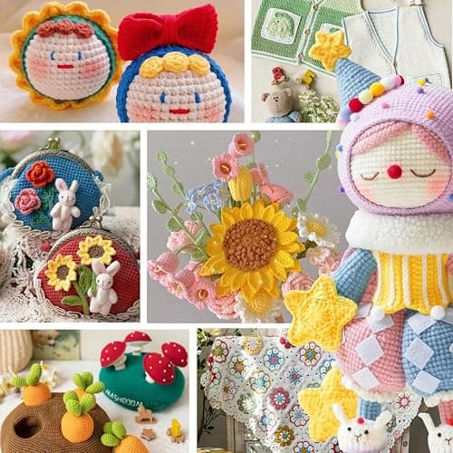 Maxee Häkelgarn 250g (50g*5 Farbe), Acryl Wolle Zum Stricken, Garn zum Häkeln und Stricken, Hand Knitting Yarn Set, Handstrickgarn Baumwollgarn für Häkeln, Wolle zum Stricken und Kunsthandwerk thumbnail 5