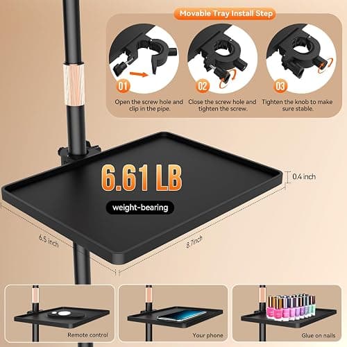 Fitlume Lash Light for Eyelash Tech, Gooseneck Floor Lamp Led Half Moon Ring Light for Eyelash Extensions, Tattoo Artist, Nail Tech, Esthetician, Cool/Warm Modes, Dimmable Brightness, Movable Tray thumbnail 3