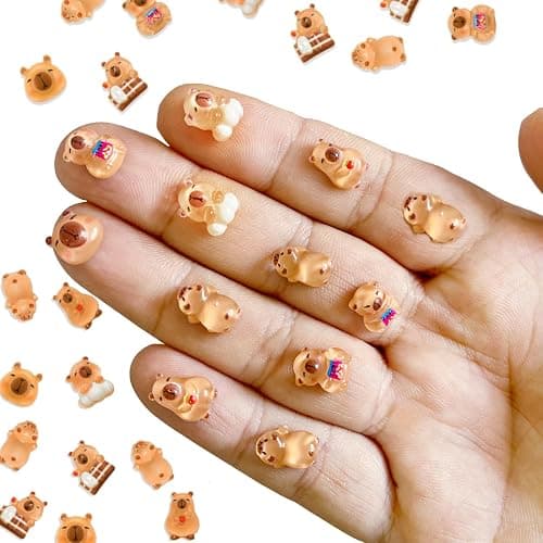UPCSKDA 200PCS Mini Resin Animals Miniature Capybara Little Figures for DIY Craft Micro Landscape Fairy Garden Aquarium Dollhouse Potted Plant Decoration (Capybara) - Image 1