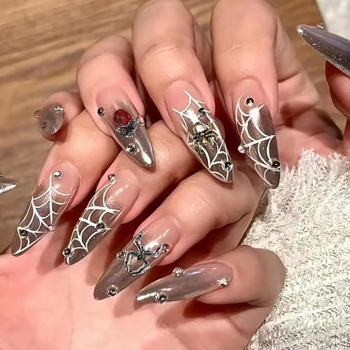 3D Halloween Nail Charms, 75 Pcs Retro Ghost Claws Spider Skull Metal Nail Art Charms Skeleton Pumpkin Nail Gems Rhinestones Nail Accessories for Nail Decorations DIY Crafts (Multi-Colored) thumbnail 7
