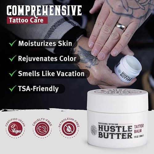 Hustle Butter Deluxe – Tattoo Butter for Before, During, and After the Tattoo Process – Lubricates and Moisturizes – 100% Vegan Replacement for Petroleum-Based Products – 1 oz thumbnail 7