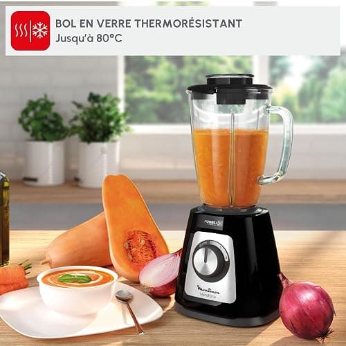 Moulinex - Blender Blendforce Noir 800W Bol verre 1.75 L | Mixeur puissant 800 W pour préparer des smoothies, Sauces et glace pilée - Bol en verre thermorésistant thumbnail 7