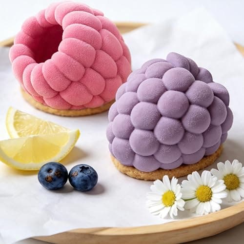 Juome 3D Raspberry Silicone Molds for Mousse Cake - 6 Cavity Fruit Pudding Raspberry Mold for Baking Pastry, Ice Cream, Cake Decoration Mould Supplies thumbnail 5