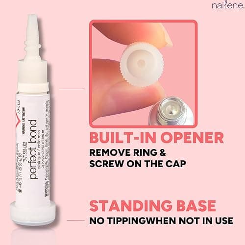 Nailene Perfect Bond Nail Glue, Super Strong, Durable, Easy to Apply Acrylic Nails, Press On Nails, Repairs Natural Nails, Quick Drying Nail Adhesive, Lasts 7 Days, Pink Tint, 2 g/0.07 oz, 2 Pack thumbnail 3
