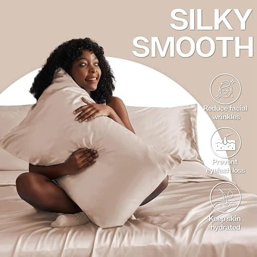 MR&HM Satin Pillowcase for Hair and Skin, Silk Satin Pillowcase 2 Pack, Queen Size Pillow Cases Set of 2, Silky Pillow Cover with Envelope Closure (20x30, Champagne) thumbnail 4