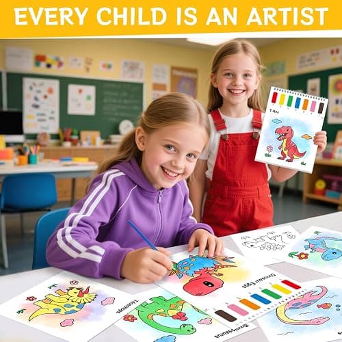 SOCOLER Paint with Water Coloring Books for Toddlers,Mess Free Watercolor Painting Papers for Kids Water Color Paint Kit Art Craft Birthday Gift for Ages 1-3,4-8(Dinosaurs) thumbnail 8