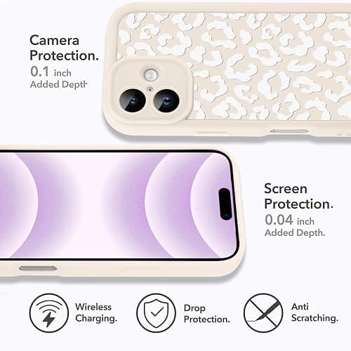 MOWIME Compatible with iPhone 16 Case, Cheetah Print Shockproof Soft TPU Protective Cover for Women Girls, Slim Anti Scratch Leopard Case for iPhone 16 6.1 Inch, White thumbnail 4