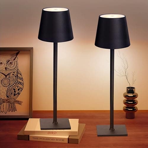 CHLORANTHUS 2 Pack Cordless Table Lamps, 3 Colors Stepless Dimming, 5000mAh Rechargeable Battery LED Desk Lamp for Bedroom/Couple Dinner/Desk/Cafe/Dining Room/Terrace - Image 1