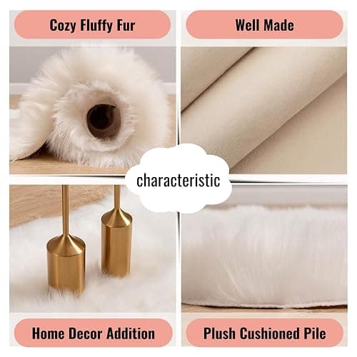 NINGDAN 12inch Square Small Faux Fur Sheepskin Cushion Soft Plush Area Rug,Photo Background for Small Product Desktop Photography,Display and Decor,Jewelry,Nail Art,Locker Accessories (White) thumbnail 6