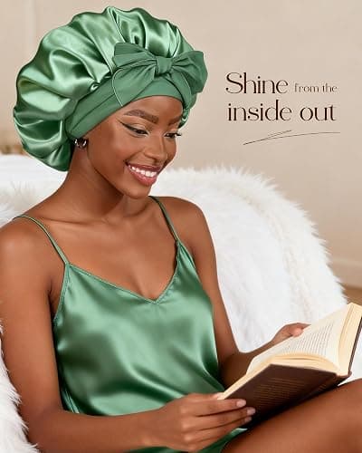 YANIBEST Adjustable Silk Bonnet for Sleeping Women Double Layer Satin Bonnet Reduce Friction Prevent Frizz Curly Hair thumbnail 4