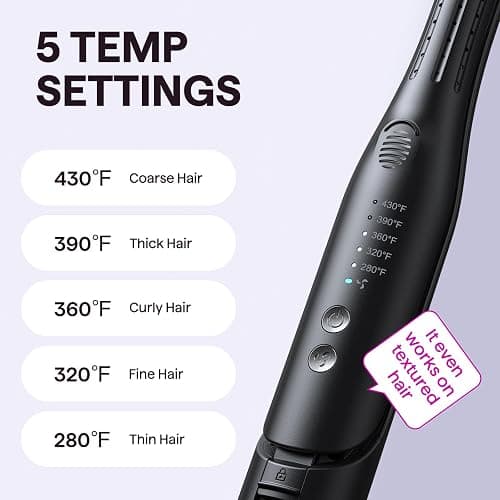 Wavytalk 0.65" Pencil Flat Iron, Cool Curl Pencil, Small Airflow Styler and Straightener for Short Hair, Pixie Cut and Edges, Curling Iron for Short Hair with 360º Cool Airflow, Black thumbnail 9
