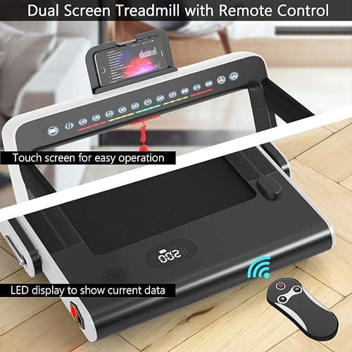 Goplus 2 in 1 Folding Treadmill with Dual Display, 2.25HP Superfit Under Desk Electric Pad Treadmill, Installation-Free, Blue Tooth Speaker, APP Control, Remote Control, Walking Jogging for Home thumbnail 3