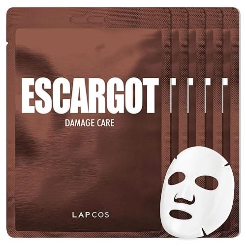 LAPCOS Escargot Sheet Mask, Daily Face Mask with Snail Filtrate to Moisturize and Soothe Skin, Korean Beauty Favorite, 5-Pack - Image 1