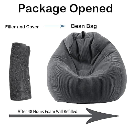 LPMOERA Bean Bag Chair Memory Foam Bean Bag Chairs for Kids/Teens with Filling Round Kids Bean Bag Chair for Living Room Bedroom College Dorm Reading Chair thumbnail 5