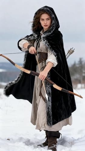 Medieval Hooded Cloak Renaissance Viking Cloak Fur Cape with Hood for Men and Women thumbnail 3