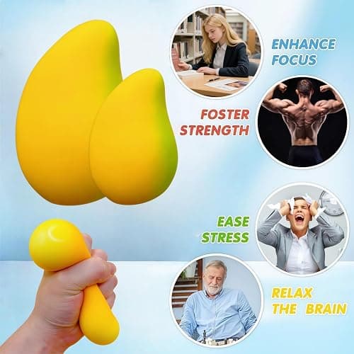 Gold Mango Squishy, Fast Rising Stress Relief Simulation Fruit, Anxiety Sensory Stress Squishy Hand Toys, Soft Squishy Stress Balls, Classroom Prizes, Calming Adults Fidget Toys thumbnail 4