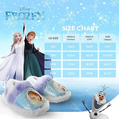 Disney Frozen Elsa and Anna Girls Slippers - Plush Non-Slip Comfy Fluffy Lightweight Warm Comfort Soft Aline Indoor House Slippers (Toddler/Little Kid) thumbnail 6