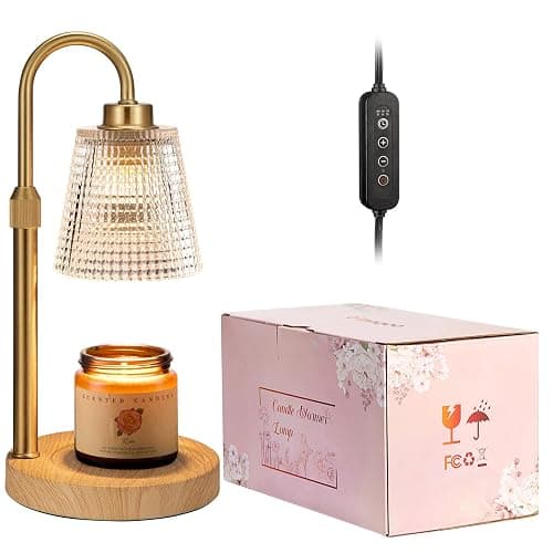Wood Color& Clear Candle Warmer Lamp with Timer, Dimmable Candle Warmer for Jar Candles, Height Adjustable Wax Melts Warmer, Birthday Gifts for Women Mom, House Warming Gifts New Home Decor thumbnail 8