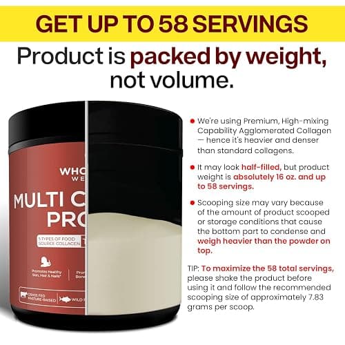 Wholesome Wellness Premium Multi Collagen Peptides Protein Powder for Women and Men, 5 Types of Hydrolyzed Collagen, Grass-Fed, Non-GMO & Unflavored, Pure Protein for Youthful Skin & Joint Recovery thumbnail 9