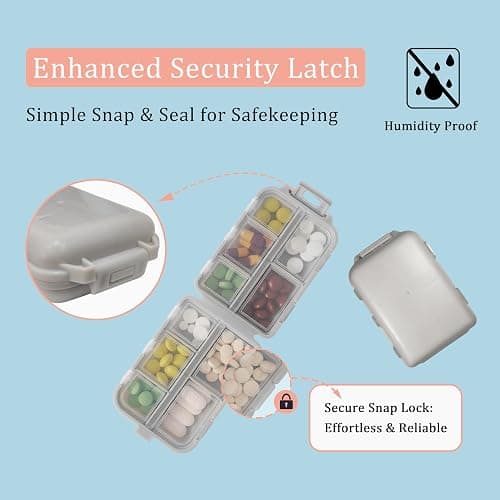 Pill Organizer with Medicine Labels 161 Labels Travel Daily Pill Container Mini Medication Organizer Storage Pill Organizer Travel Essentials Pill Case 7 Day (Blue, 1 Pack) thumbnail 4
