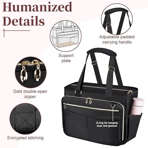 Teacher Tote Bag, Large Teacher 15.6-inch Laptop Bag with Foldable Document Pocket, Nurse Bag with Insulated Pocket thumbnail 5