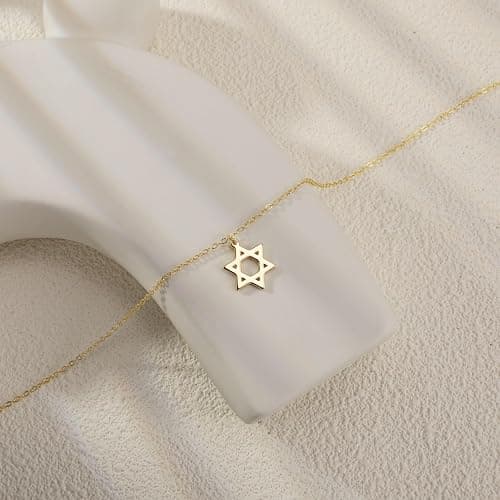 ASCOMY Dainty Gold Pendant Necklace 14k Gold Plated Delicate Tiny Love Heart Star CZ Leaf Pendant Necklace Simple Necklaces Everyday Jewelry for Women thumbnail 7