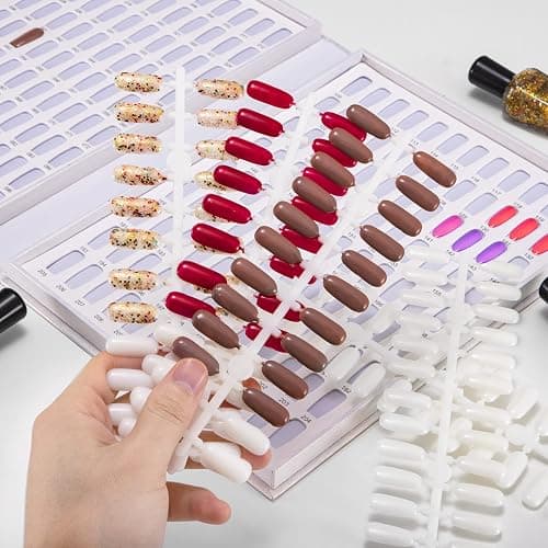Noverlife Professional 216 Nail Colors Chart, White Nail Gel Polish Display Card Book, Nail Art Salon Nail Design Display Booklet, Nail Color Swatches Nail Practice Card Design Board thumbnail 4