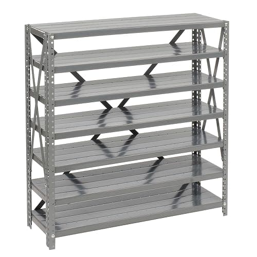 Global Industrial 7 Shelf Steel Shelving with (48) 4" H Plastic Shelf Bins, Blue, 36" W x 12" D x 39" H, Single-Sided Open Shelving with 48 Plastic Shelf Bins thumbnail 7