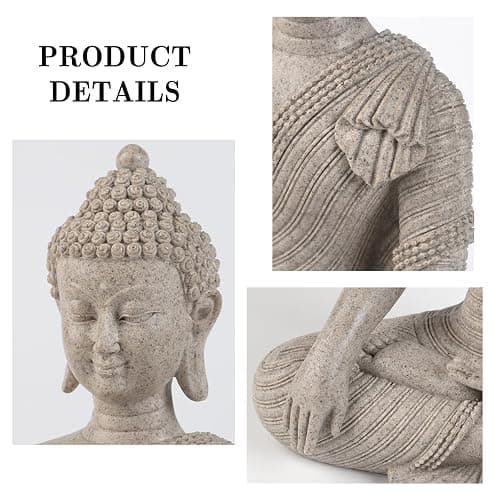 Buddha Statue for Home Decor Beige White-Buddha Statue Large for Spiritual 10.2''-Buddha Decor for Living Room-Buddha Statues for Zen Decor –Indoor Buddha Gift for Shrine , Meditation or Relaxation thumbnail 6
