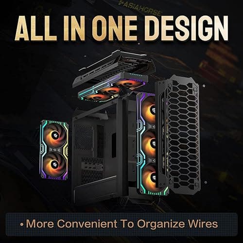 Asiahorse Matrix-Black 56 Addressable LEDs RGB Fans, 360MM All-in-One Square Frame Integrated RGB Case Fan with MB Sync/Analog Controller, PWM Control Fan for Computer Case and Liquid Cooling System - 360MM - black-360 thumbnail 3