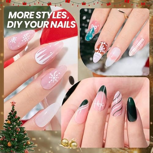 Beetles Frostglaze Veil Jelly Gel Nail Polish Set, 53PCS 36 Colors Christmas Gel Nail Kit Nude Pink Milky White Red Black Blue Green Silver Cat Eye Base Glitter Glossy Matte Top Coat Gift for Women thumbnail 5