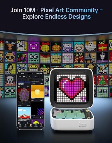Divoom Ditoo Pro Retro Pixel Art Game Bluetooth Speaker with 16X16 LED App Controlled Front Screen (White) thumbnail 5