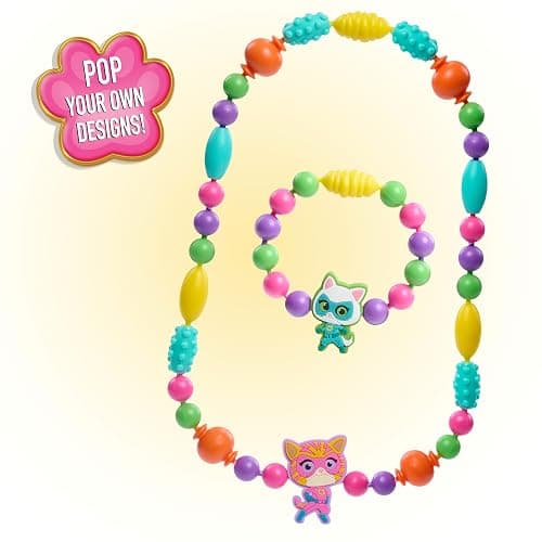 Disney Junior SuperKitties Pop Beads Jewelry Kit – 100 Pop Beads & 2 Character Charms, Easy Snap-On Necklace & Bracelet Craft Set for Kids Ages 3+ thumbnail 7