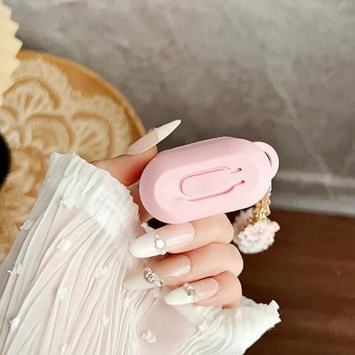 Cute Pink Case for Airpods 2nd/1st Generation Cover for Girl Women with Pom pom Flower Keychain & Cleaner Kit, Soft Silicone Airpods iPod 2/1 Gen Protective Cover Skin for Airpod 2/1, Pink thumbnail 4
