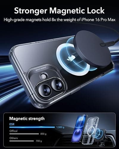 ESR for iPhone 16 Case with Kickstand, Compatible with MagSafe, Magnetic Case for iPhone 16, Fully Adjustable Flickstand, Military-Grade Protection, Shockproof Case, Boost Series, Clear thumbnail 4